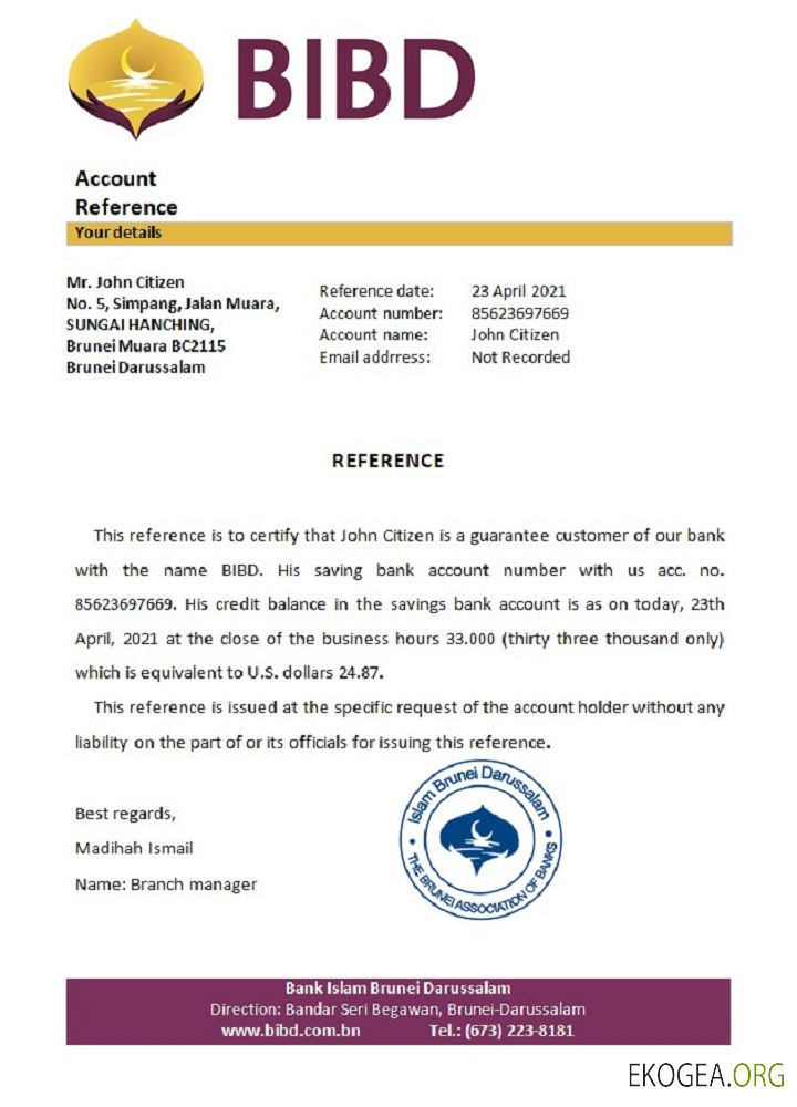 Brunei , Islam Darussalam bank , reference